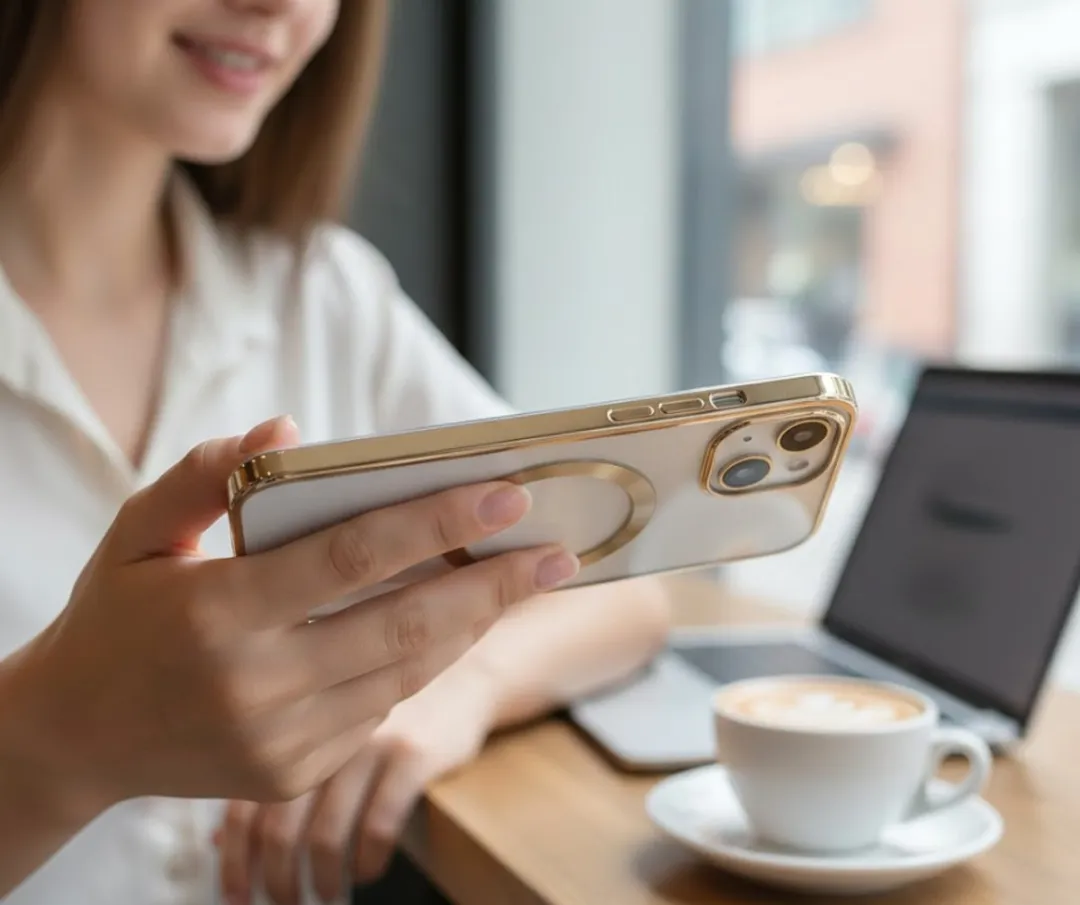 NUVEX iPhone 15 Plus Hoesje - Transparant Goud - MagSafe