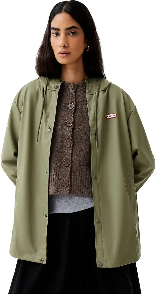 Hunter - Izzy PU Hooded Jacket Unisex Deep Lichen Green - Maat L
