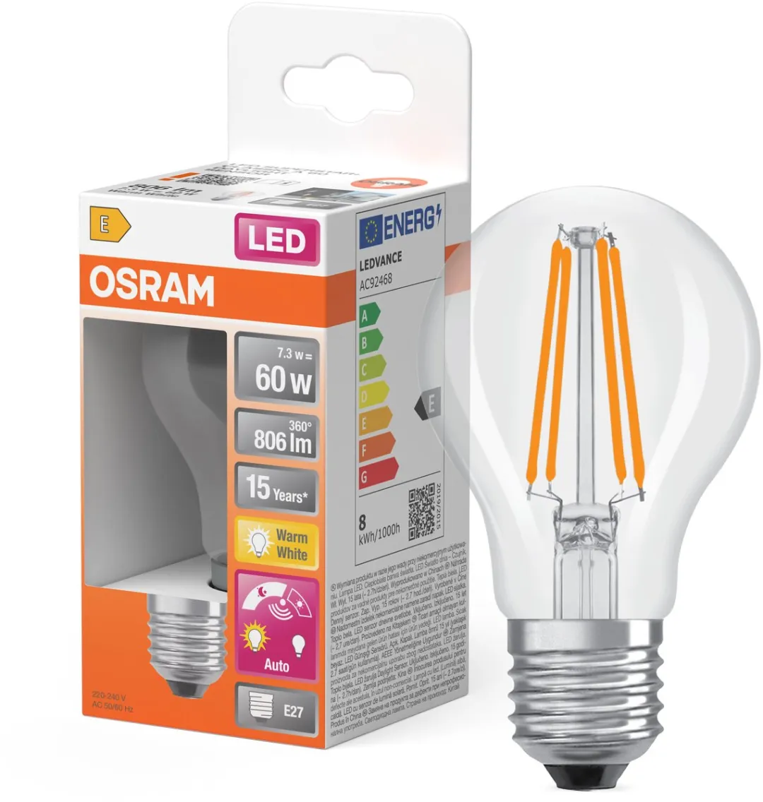 Osram LED-lamp E27 7.3W Warmwit 2700K - Helder glas