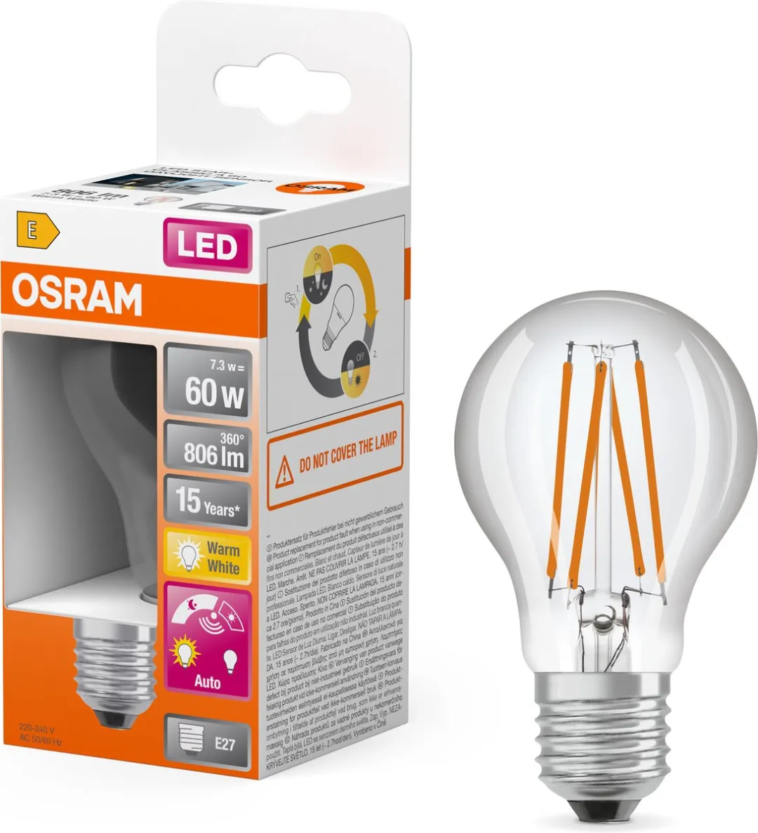 Osram LED-lamp E27 7.3W Warmwit 2700K - Helder glas