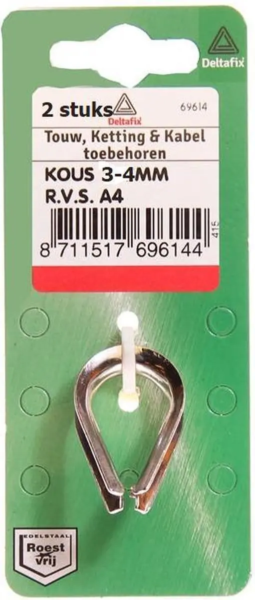 Deltafix Touwkous 3-4mm RVS-A4
