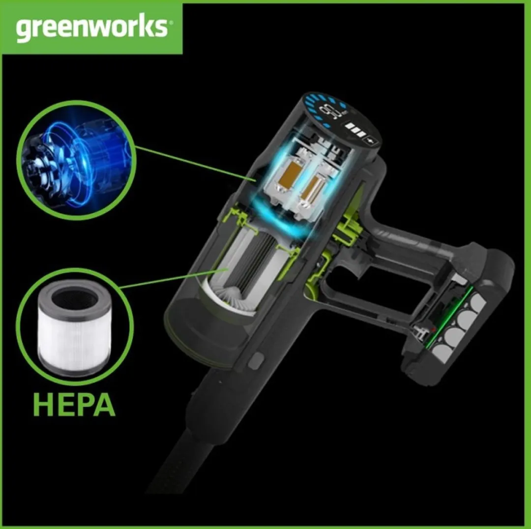 Greenworks GD24SVK4 Accu Stofzuiger - HEPA 13 - Groen