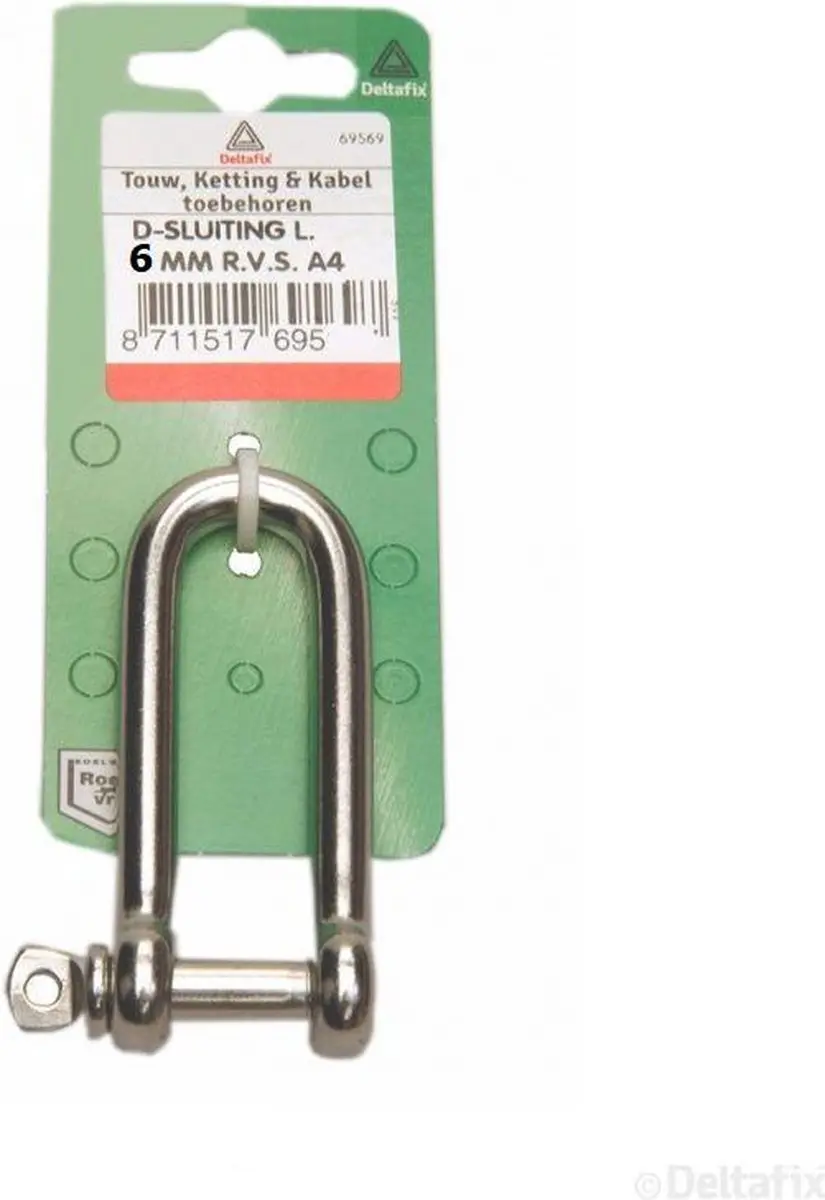 Deltafix D-sluiting L-model 6mm RVS