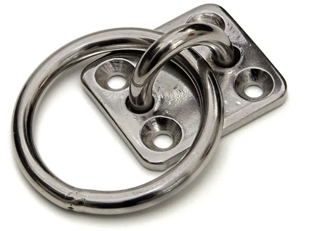 MUURPLAAT MET RING, 8MM, RVS