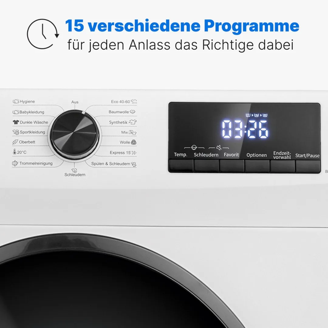 Bomann WA 7185 W Wasmachine 8kg - 15 Programma's - Wit - afbeelding 6 van 6