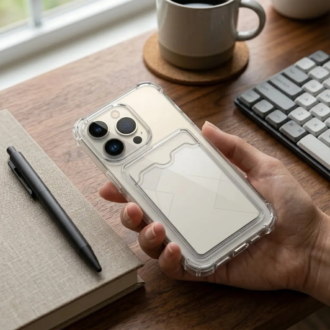 NUVEX Transparant iPhone 14 Pro Max Hoesje - TPU - Kaarthouder
