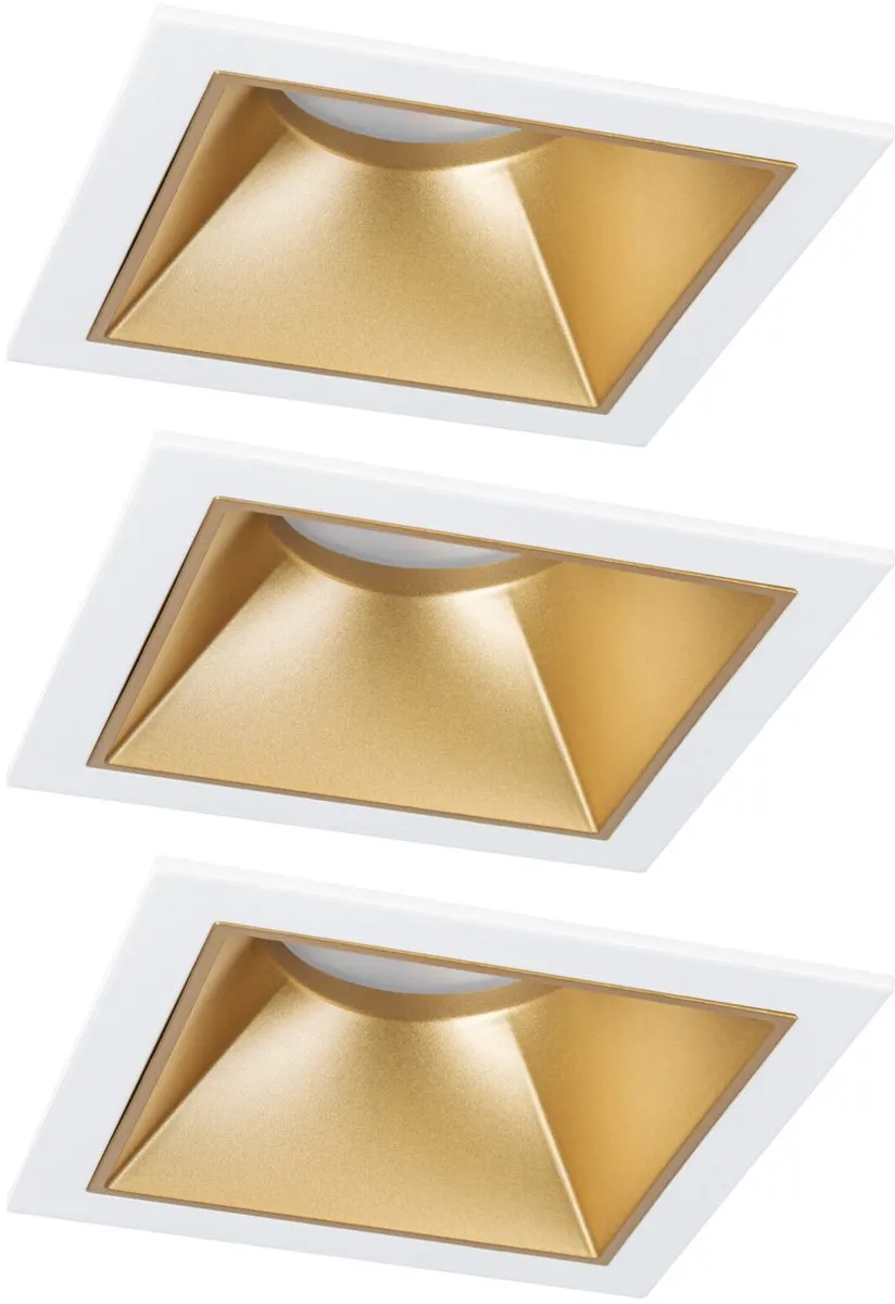 Paulmann LED-inbouwlamp Cole Coin 3x6W 3-Step-Dim - 3x470lm 2700K - Wit/Goudmat