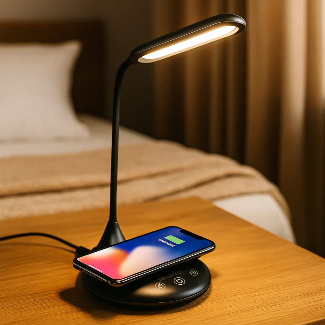 Grundig Tafellamp met Draadloze Oplader - LED Dimbaar Zwart
