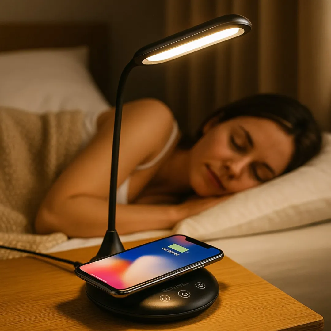 Grundig Tafellamp met Draadloze Oplader - LED Dimbaar Zwart