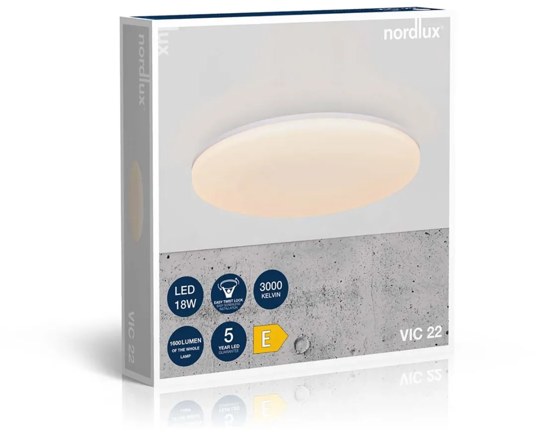 Nordlux Vic 22 LED Plafondlamp 1600lm 18W - Wit