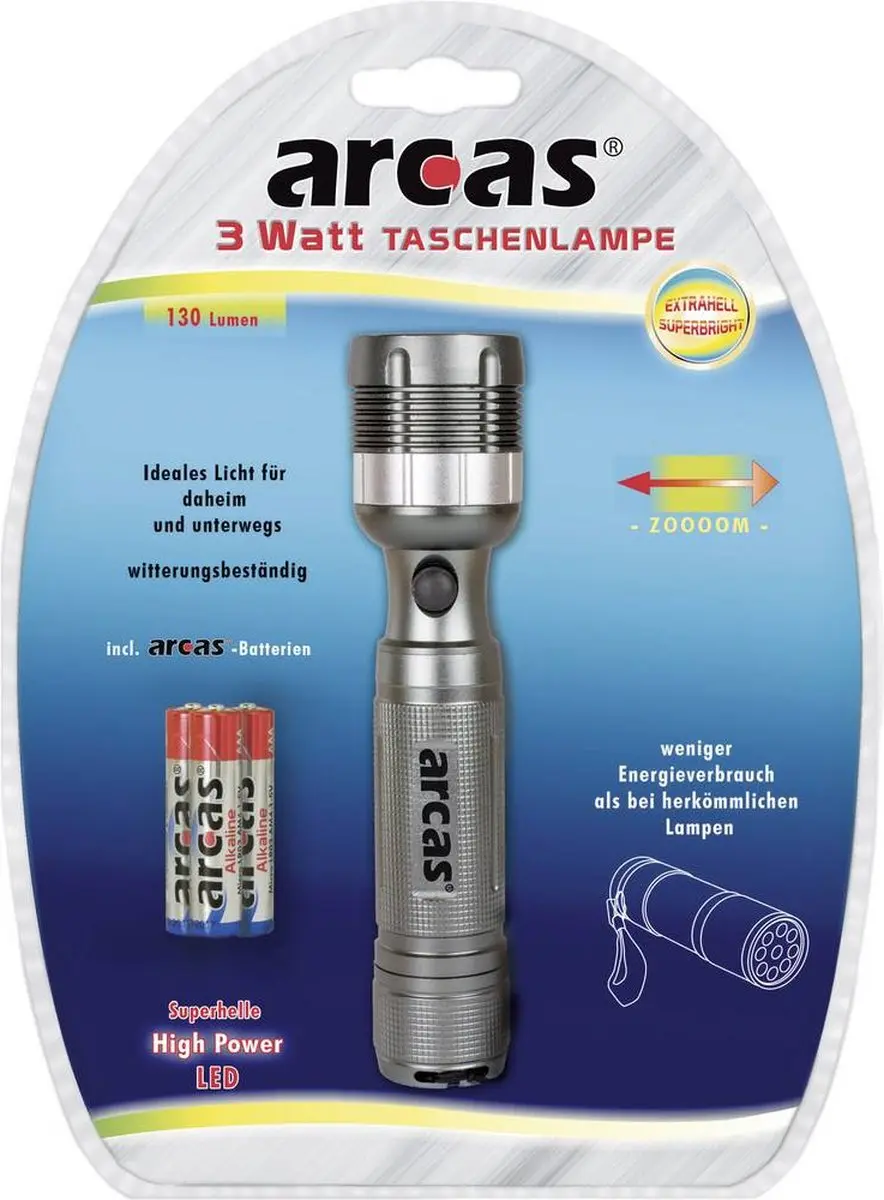 Arcas 3W 30700015 Zaklamp - 130 lm - Grijs - afbeelding 2 van 3