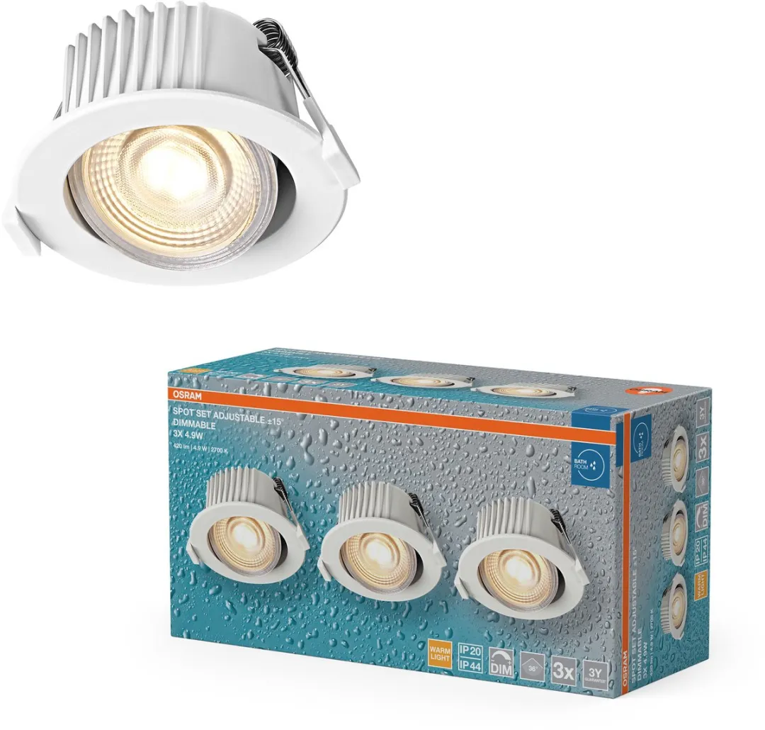 Osram LED Inbouwspot DIM IP44 4.9W Warm Wit