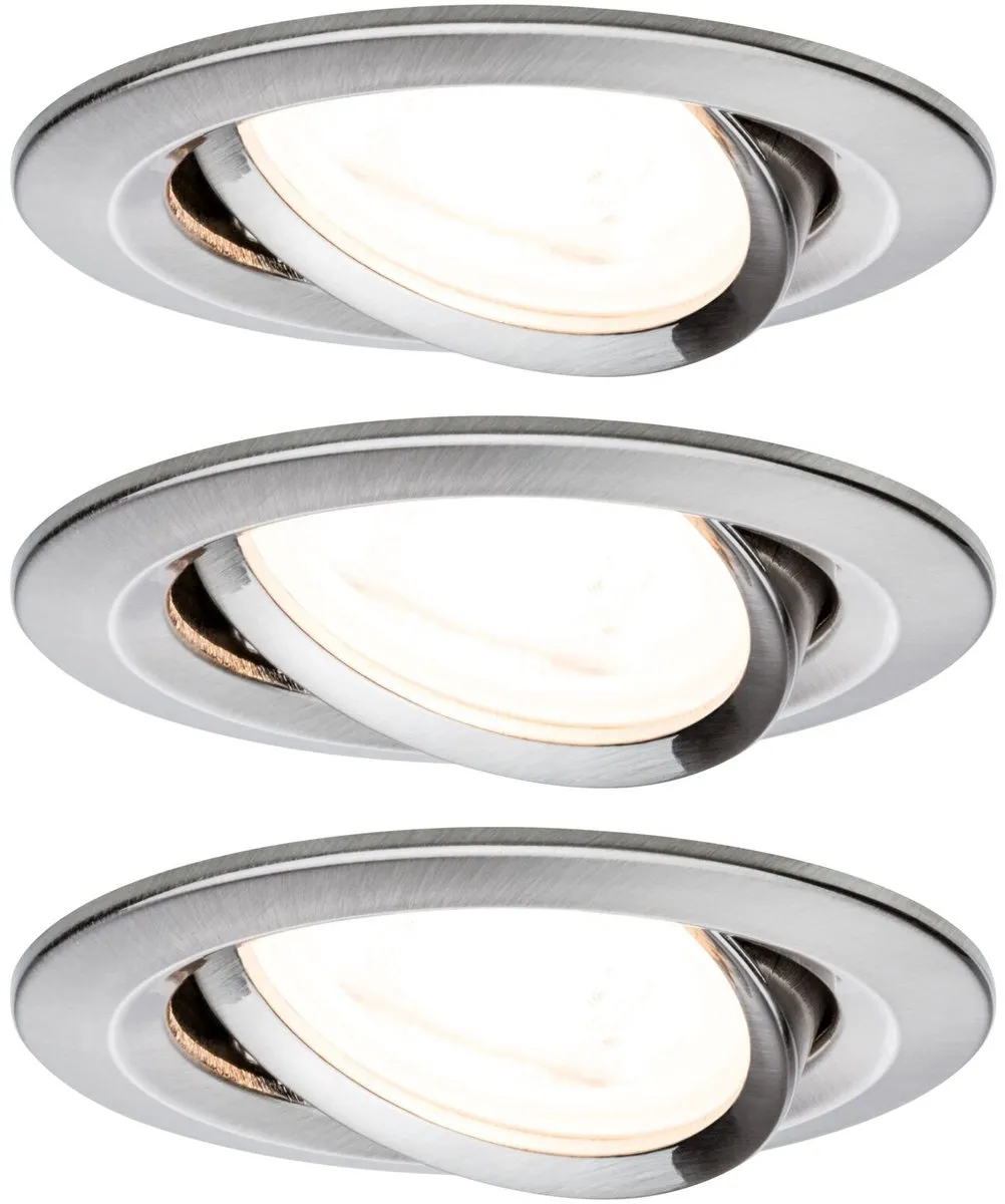 Paulmann LED-inbouwlamp Nova Basisset 3x6,5W 460lm 2700K - 84mm GU10 - Staal geborsteld