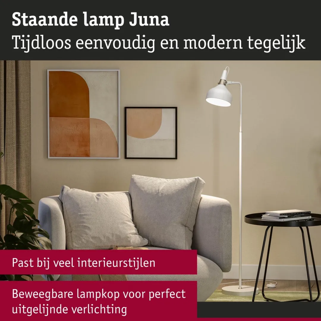 Paulmann Juna Staande Lamp E14 20W - Wit mat/Champagne Metaal