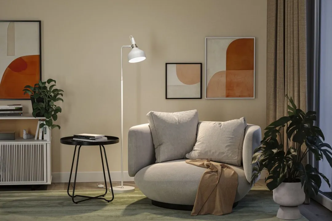 Paulmann Juna Staande Lamp E14 20W - Wit mat/Champagne Metaal - afbeelding 6 van 6