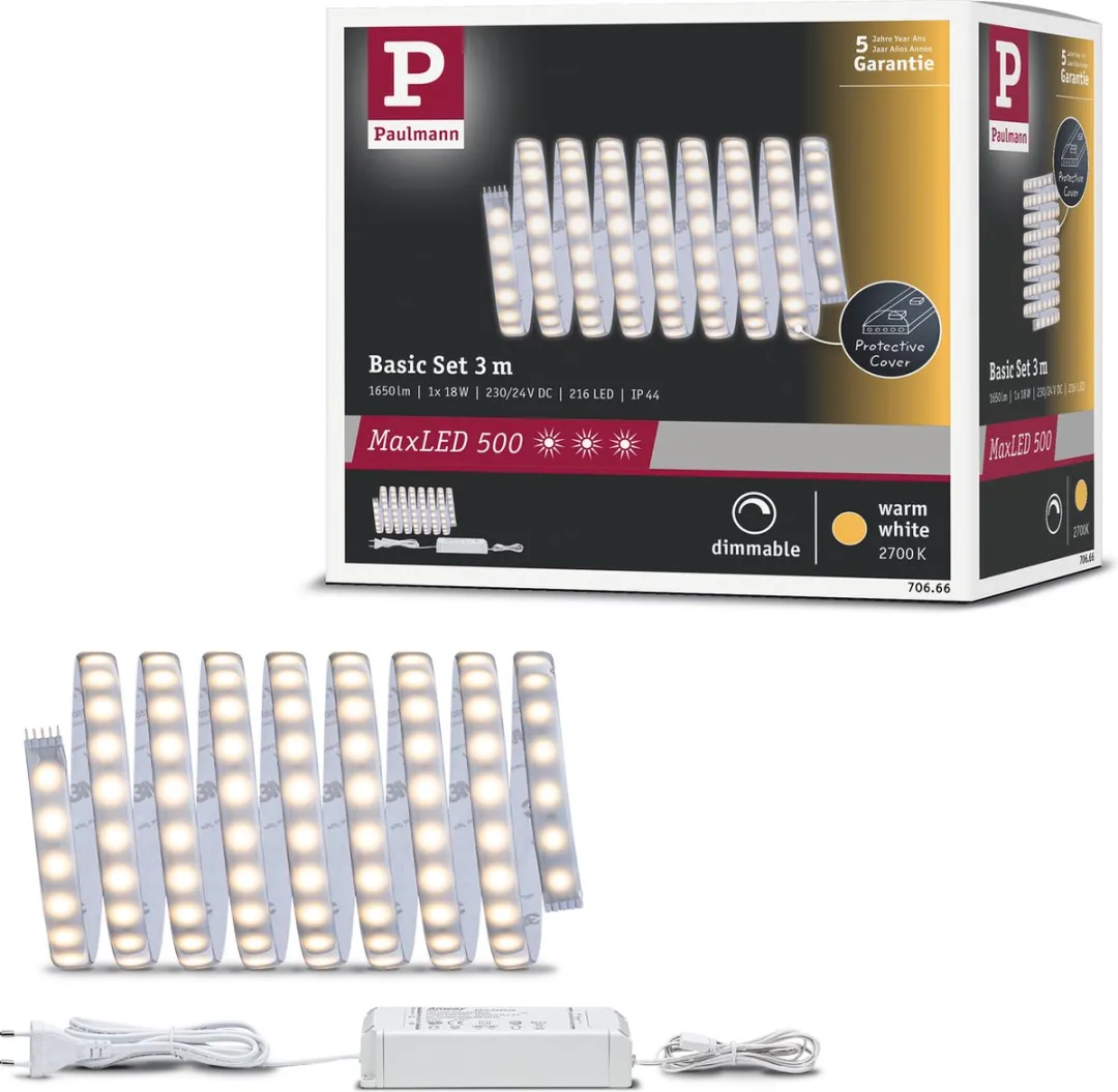 Paulmann MaxLED 500 LED-strip Basisset 300cm Warmwit - Zilver