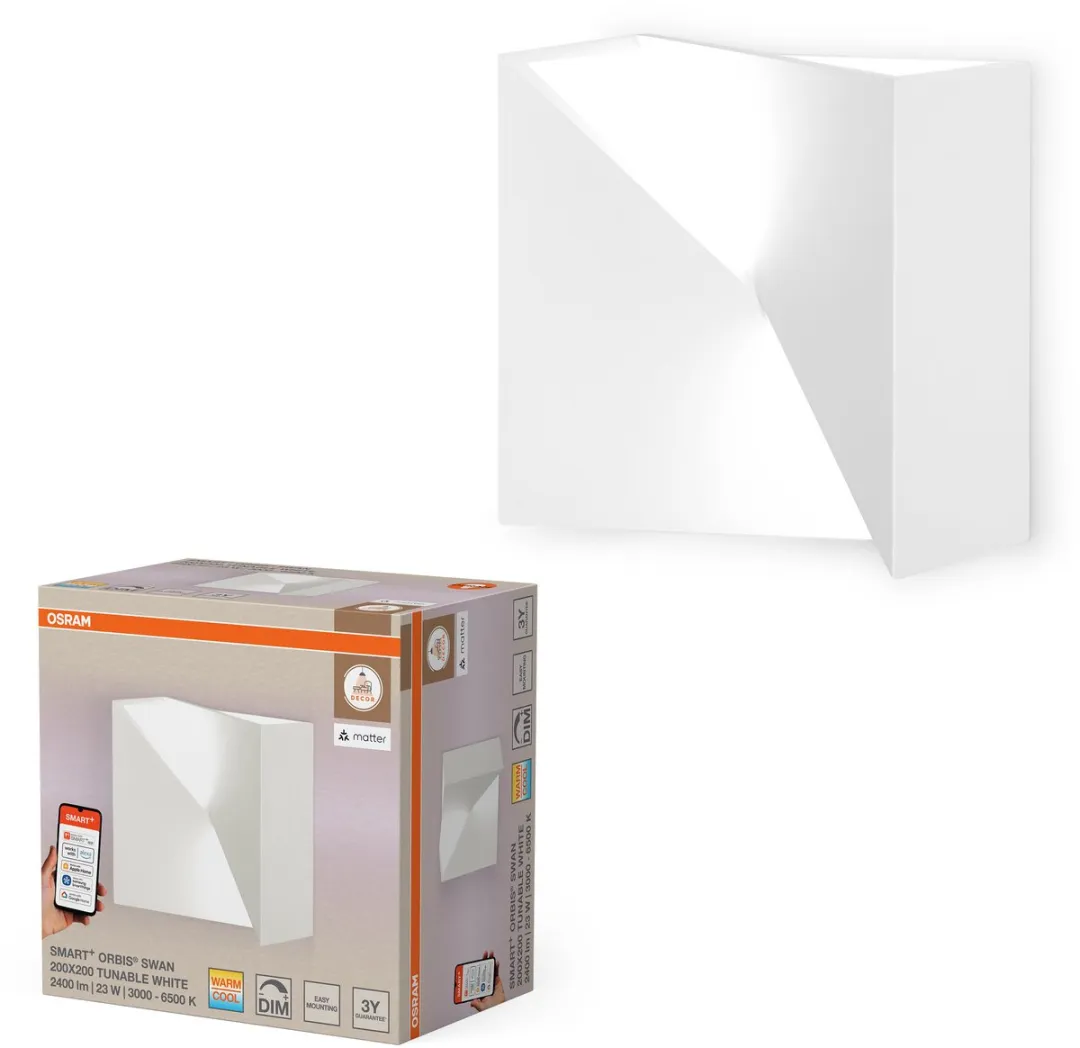 Osram SMART+ Matter Wall Swan LED Wandlamp 23W - Wit 200x200mm