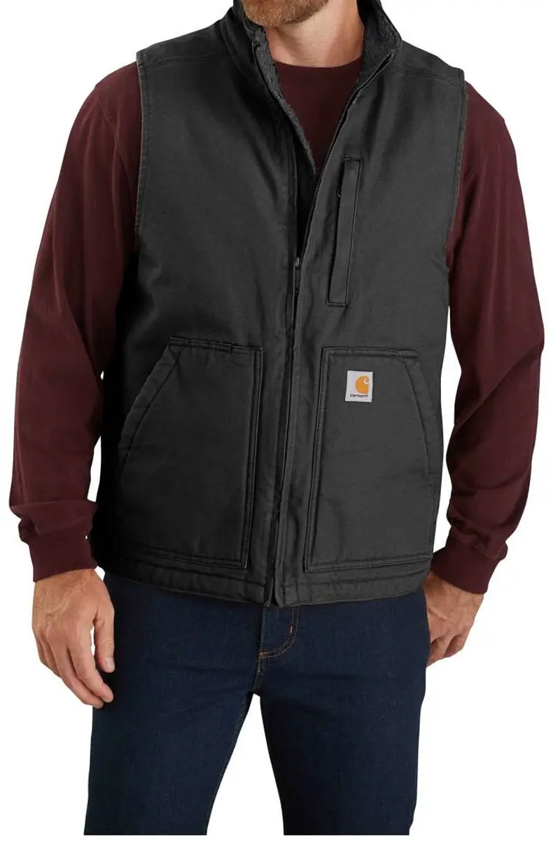 Carhartt Washed Duck Mock-Neck Vest - Zwart - XXL - afbeelding 4 van 5