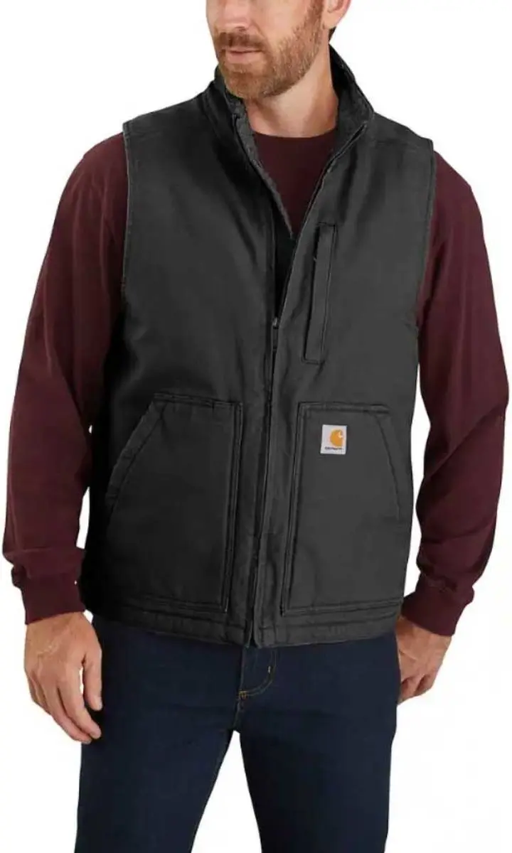 Carhartt Washed Duck Mock-Neck Vest - Zwart - XXL - afbeelding 3 van 5
