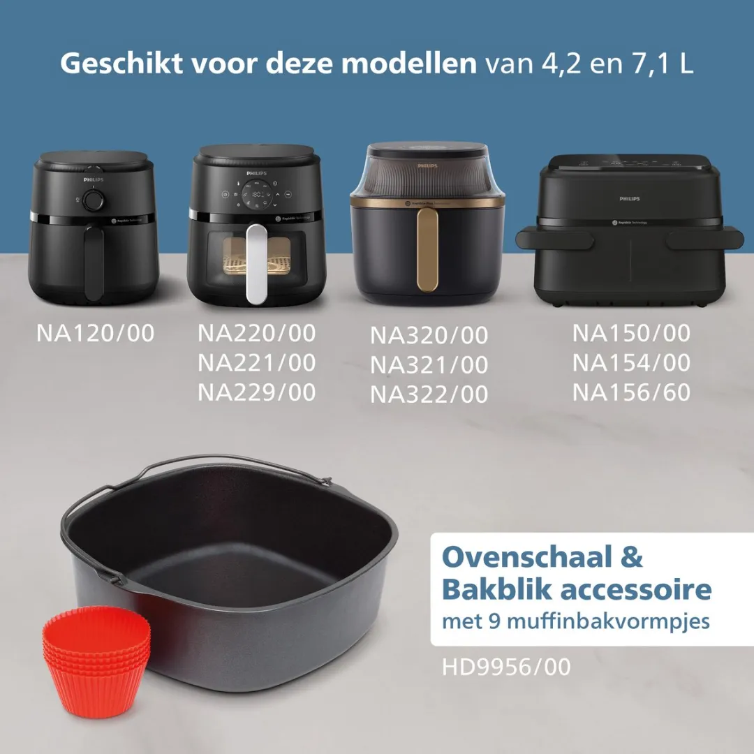 Philips Ovenschaal & Bakblik Airfryer Accessoire - HD9956/00 - Geschikt voor Philips - Bakset met 9 muffinvormen