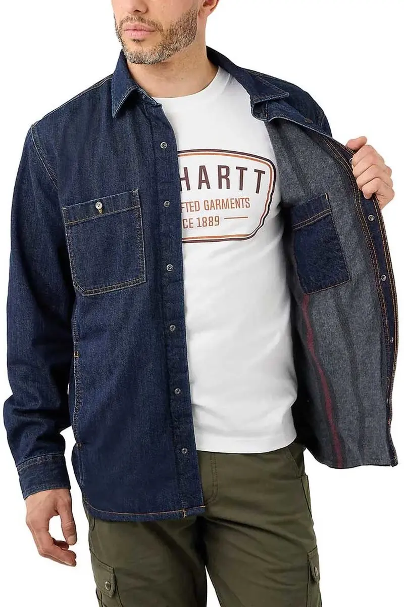 Carhartt Snap-Front Denim Fleece Overhemd - Blauw - afbeelding 3 van 6
