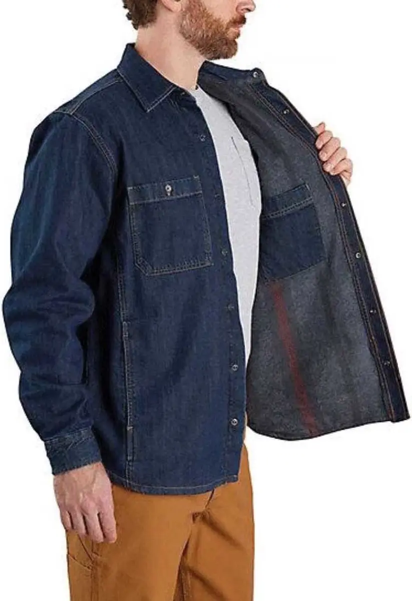 Carhartt Snap-Front Denim Fleece Overhemd - Blauw - afbeelding 4 van 6