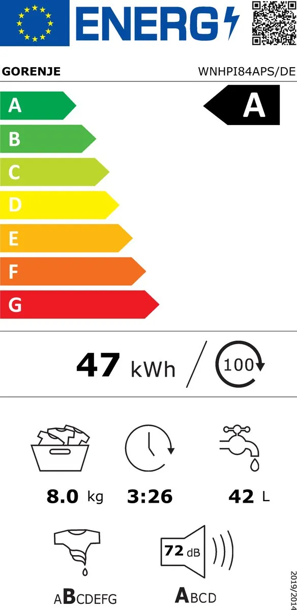 Gorenje WNHPI84APS/DE Wasmachine 8 kg 1400 RPM - Wit