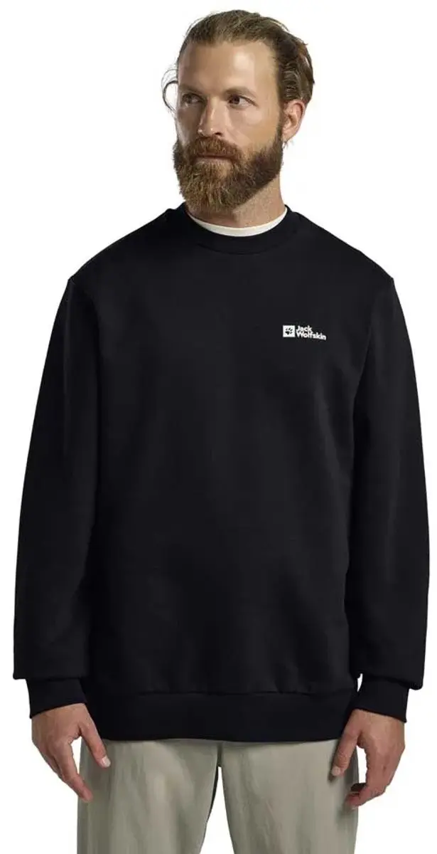 Jack Wolfskin Essential Crewneck Sweatshirt Blauw,Zwart XL Man
