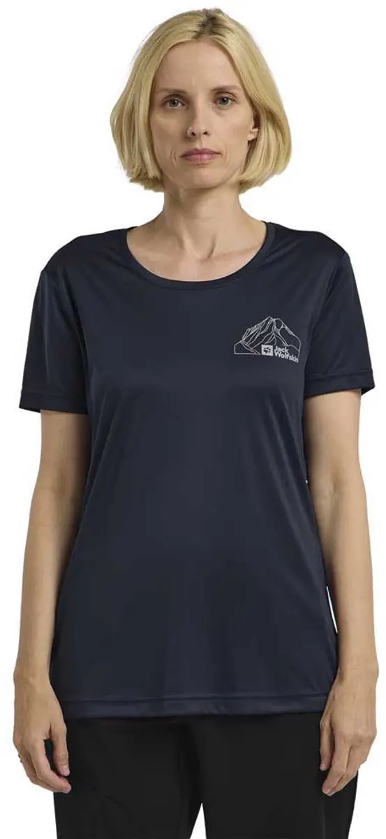Jack Wolfskin Peak Graphic T-shirt Met Korte Mouwen Blauw S Vrouw