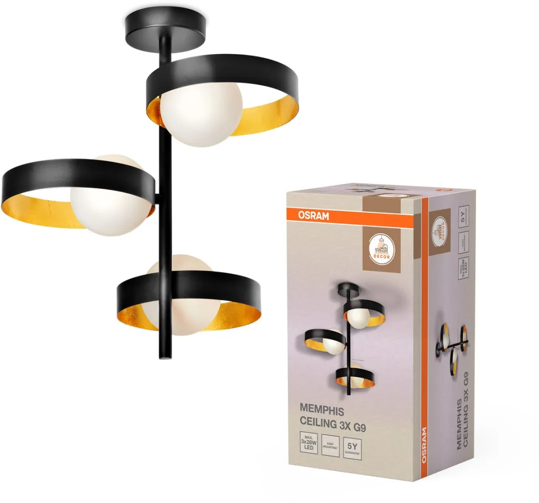Osram Decor Memphis Plafondlamp 315cm - Zwart/Goud