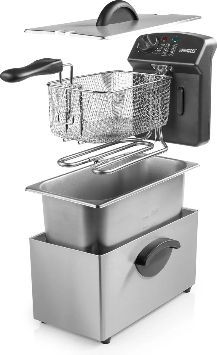 Princess 182626 Familie Castel Frituurpan 3L - 2000W - Zilver