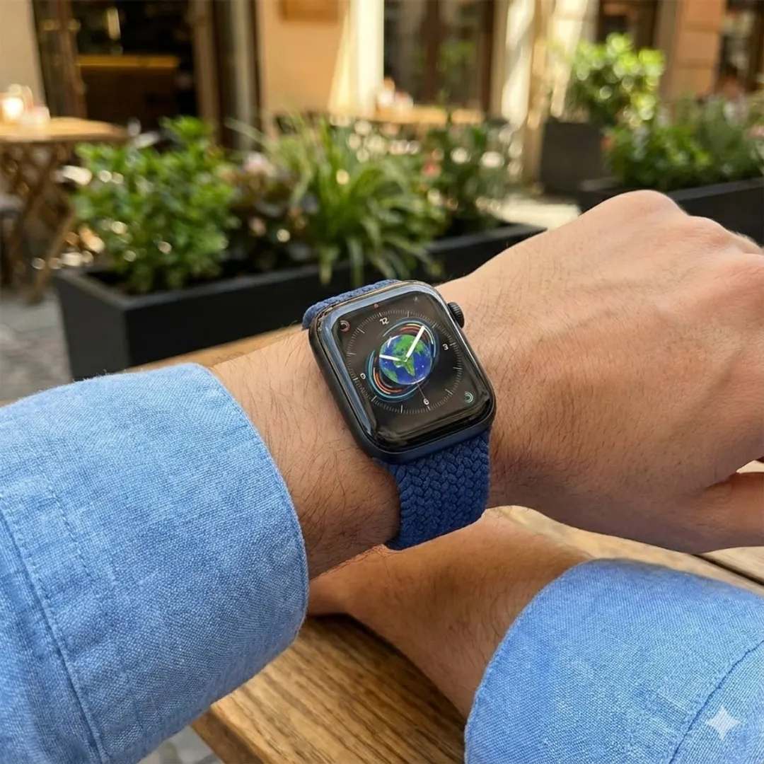 NUVEX Blauw Nylon Horlogebandje Apple Watch - 42/44/45/49mm