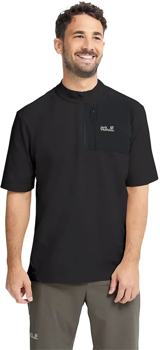 Jack Wolfskin Sucol Half Rits T-shirt Met Korte Mouwen Zwart XL Man