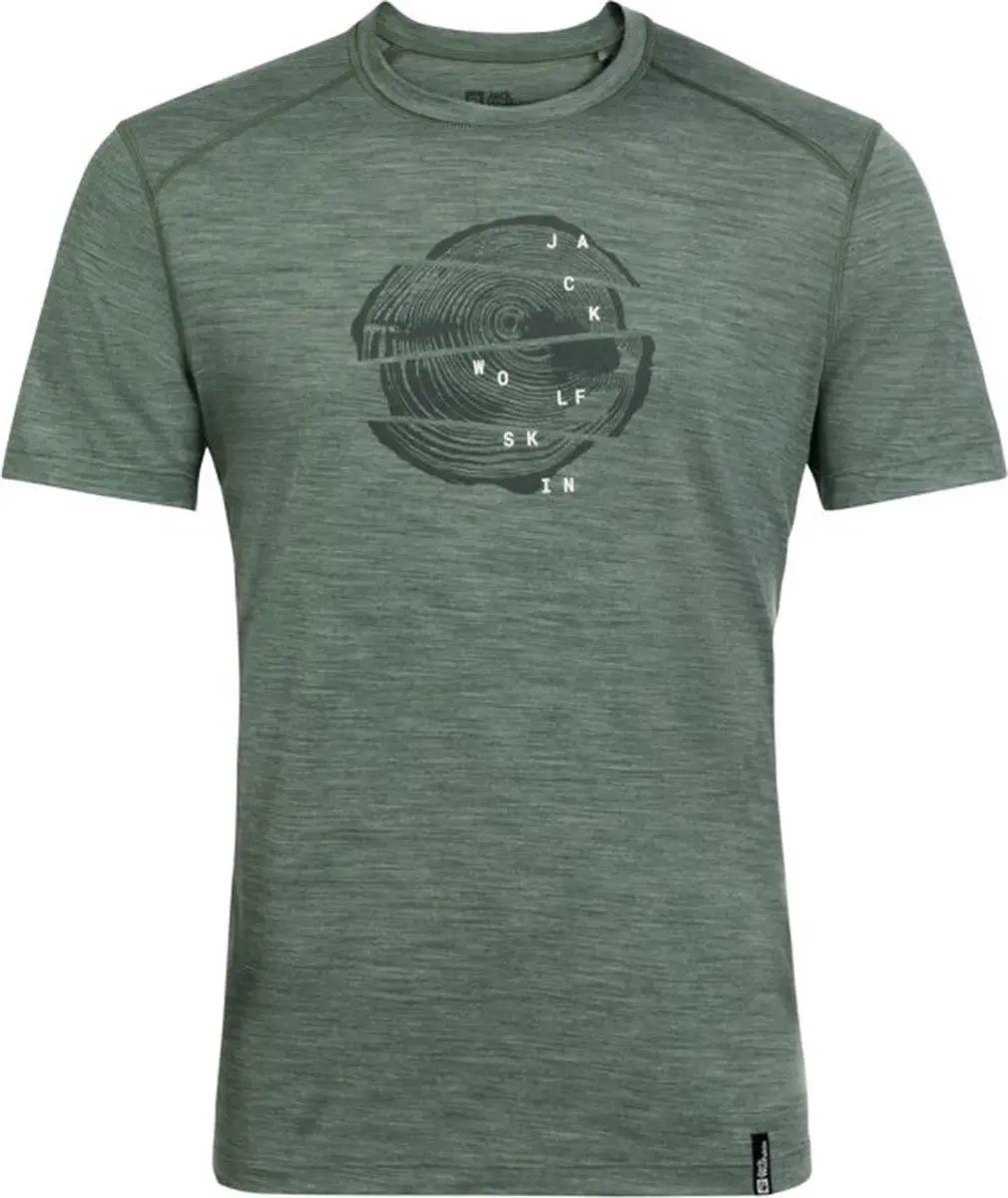 Jack Wolfskin Kammweg Graphic S/S Men - Outdoorshirt - Heren - Groen - Maat XXL