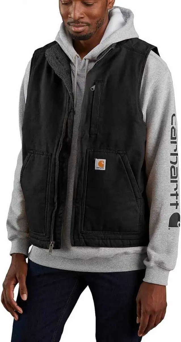 Carhartt Washed Duck Mock-Neck Vest - Zwart, L - afbeelding 5 van 6