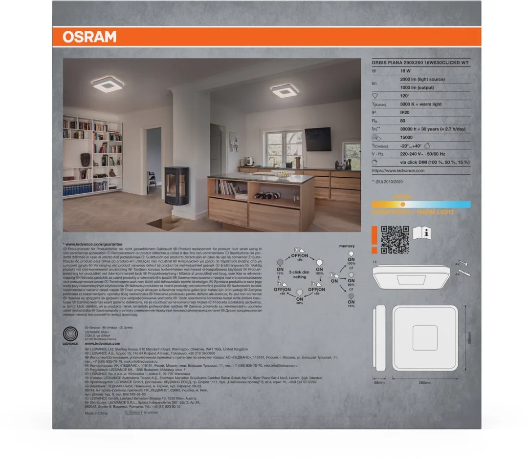 Osram Orbis Piana LED Plafondlamp 290mm - 16W 3000K - Wit