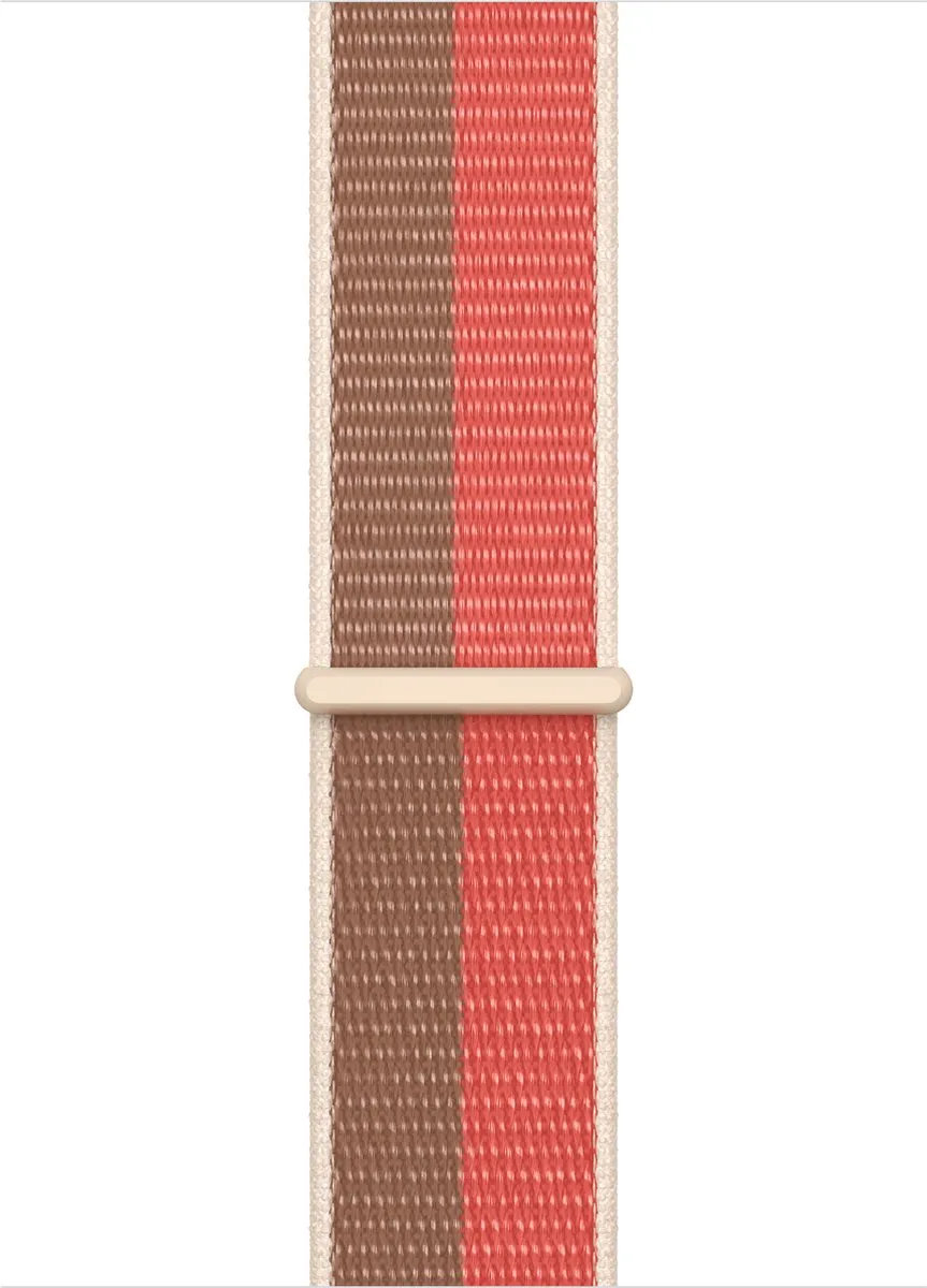 Apple Watch Geweven Sportband 45mm - Pink Pomelo/Tan