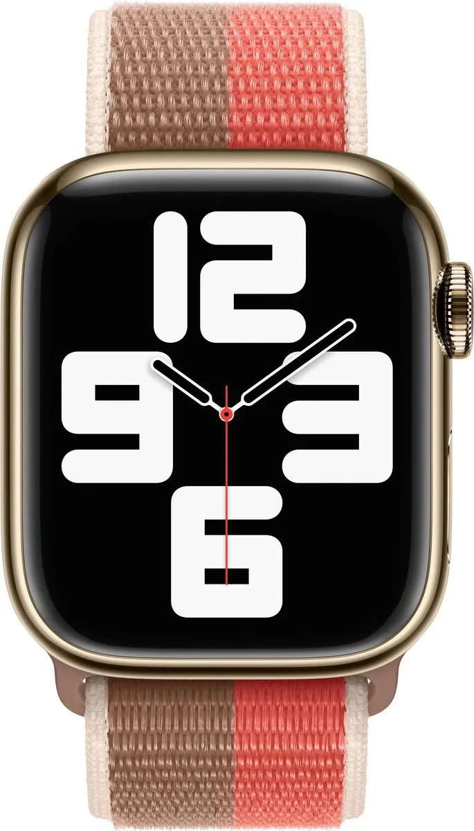 Apple Watch Geweven Sportband 45mm - Pink Pomelo/Tan