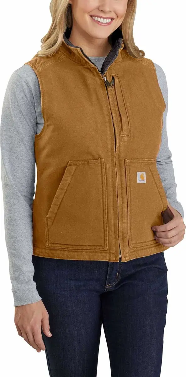 Carhartt Washed Duck Sherpa Vest - Carhartt Brown - XS - afbeelding 2 van 3