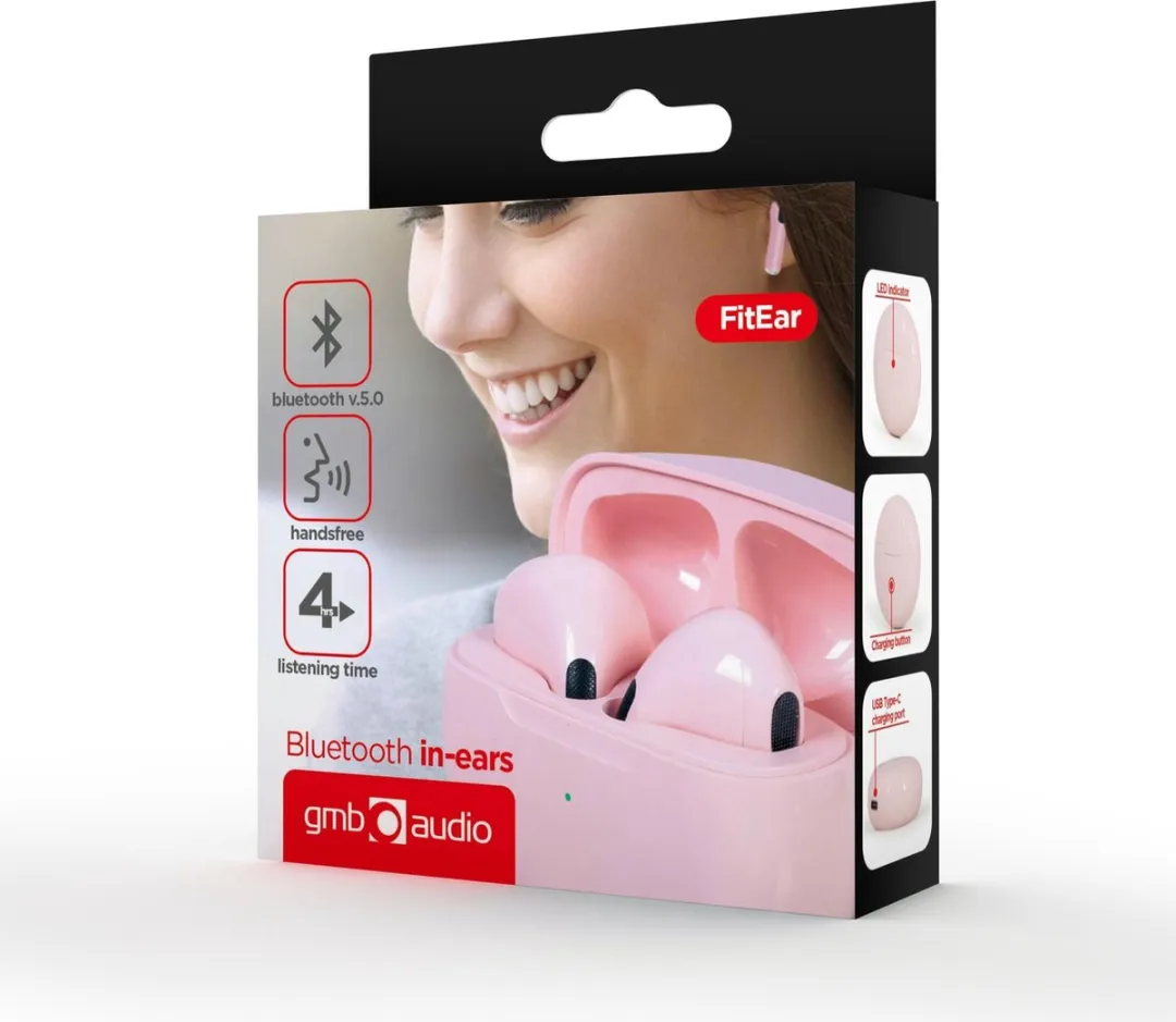 Gembird FitEar-X200P Bluetooth In-Ear Oordopjes - Roze