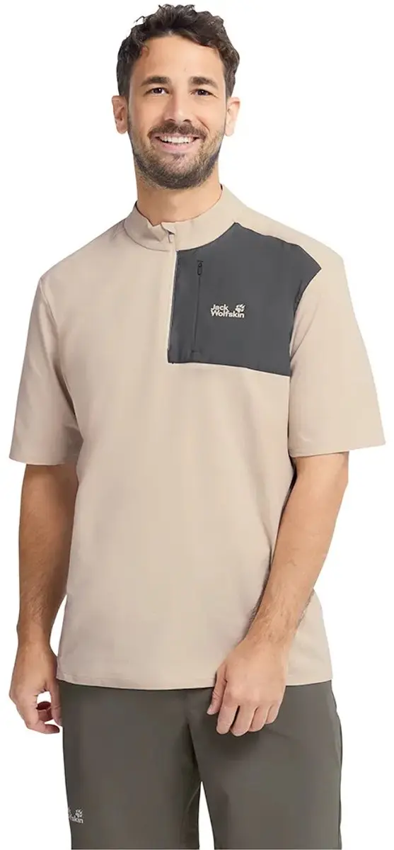 Jack Wolfskin Sucol Half Rits T-shirt Met Korte Mouwen Beige XL Man