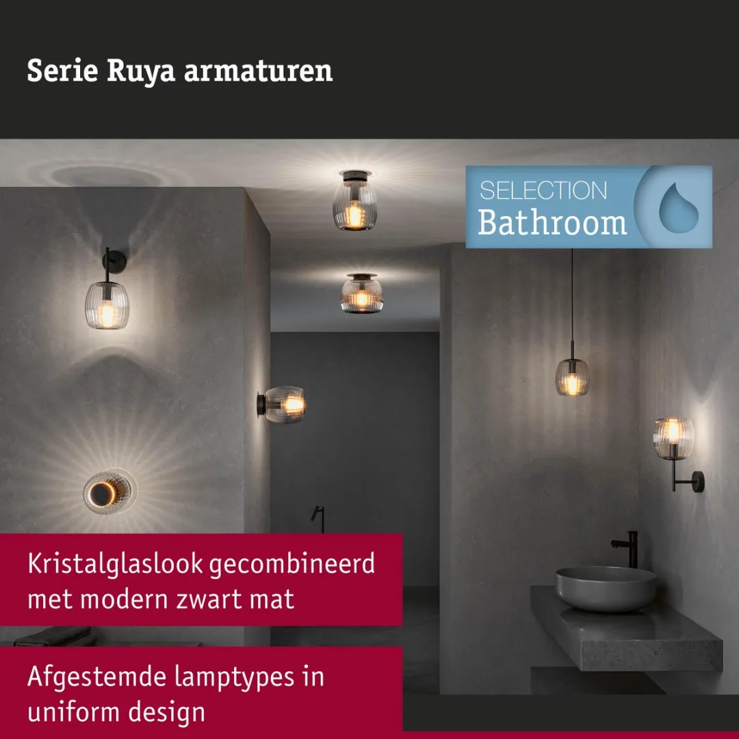 Paulmann Ruya LED-hanglamp E14 20W Glas - Zwart mat
