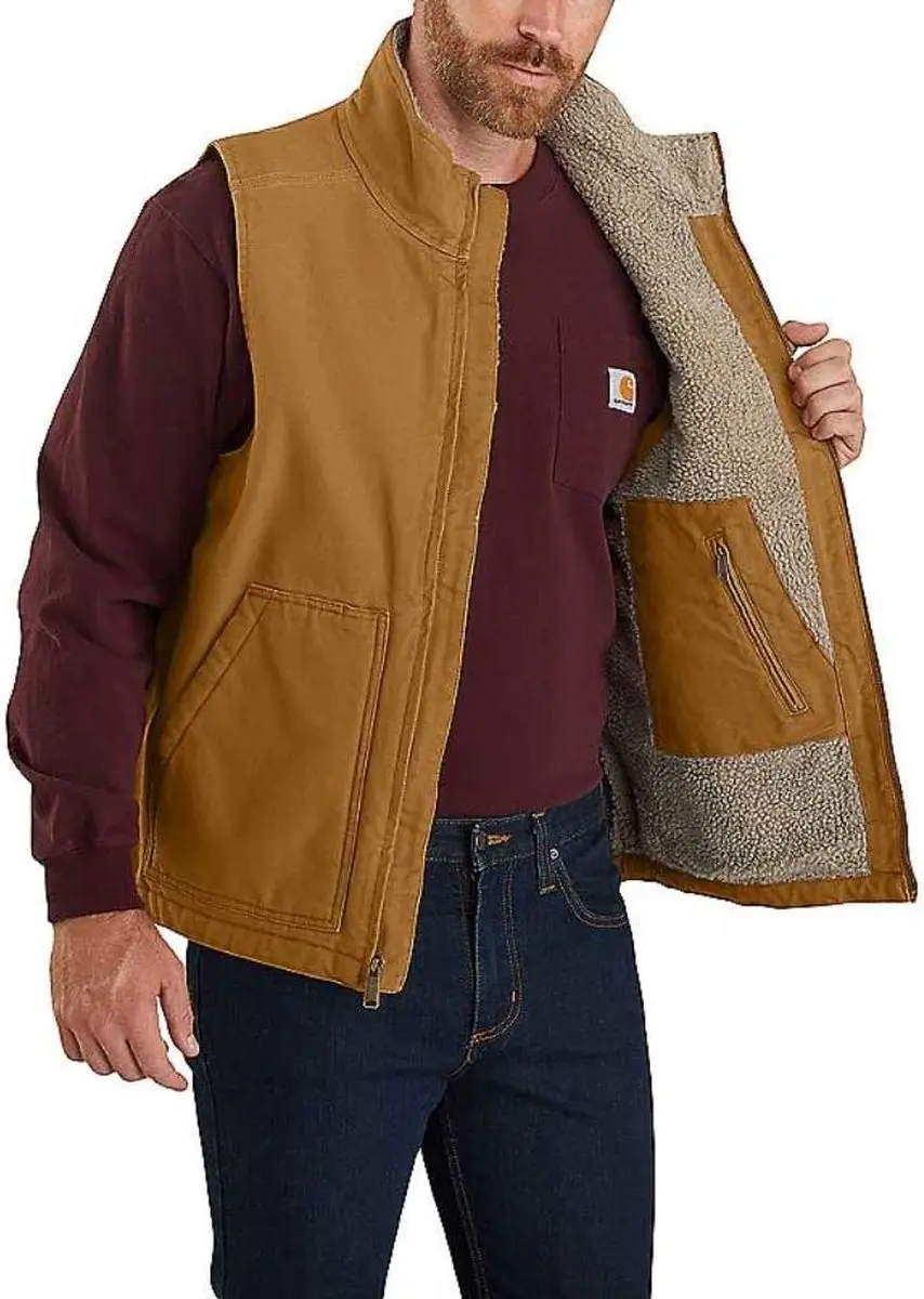 Carhartt Washed Duck Mock Neck Vest - Bruin - S - afbeelding 5 van 6