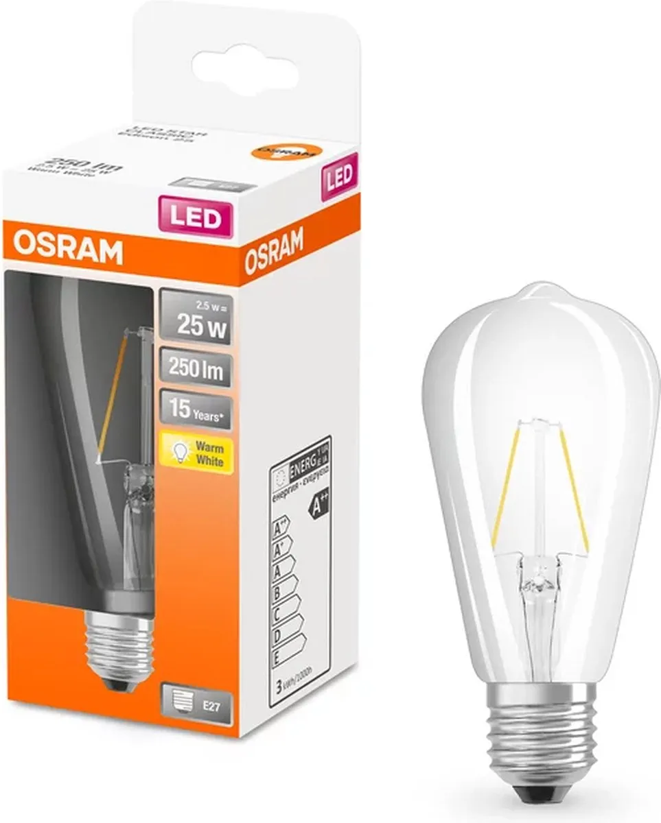 Osram LED-lamp E27 2.5W Warmwit - 2700K - afbeelding 3 van 6