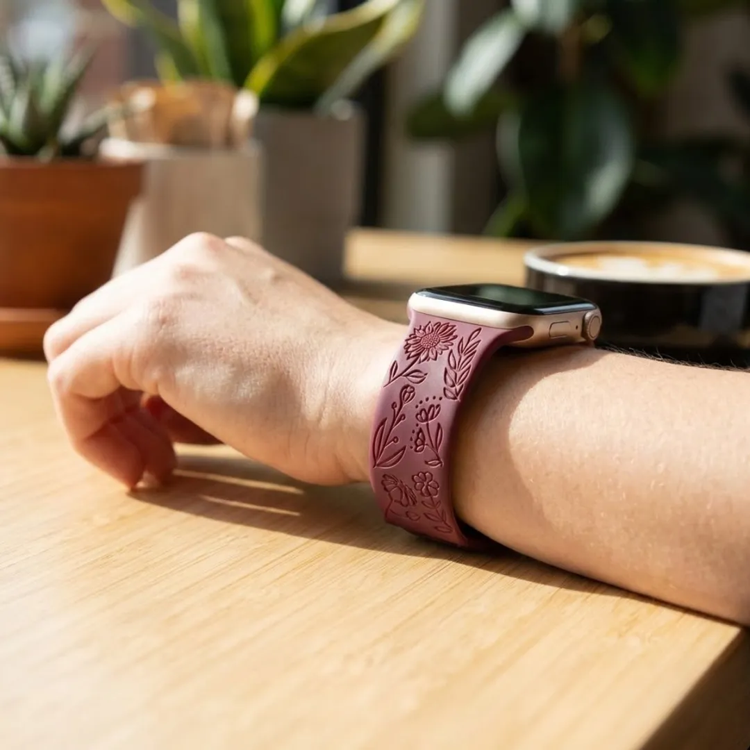 NUVEX Silicone Horlogebandjes Set 6 Stuks - Bloemgravure - Apple Watch 38-42mm