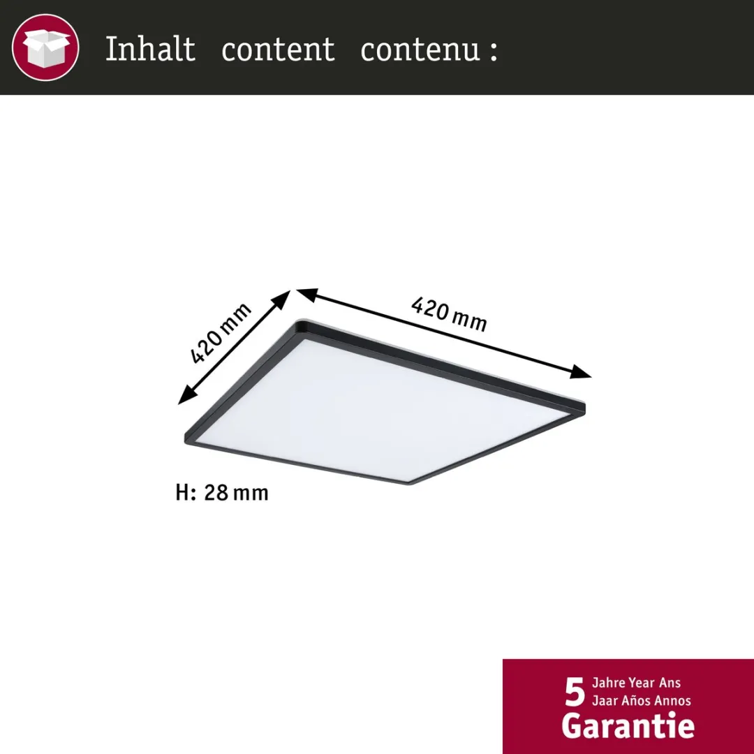 Paulmann Atria Shine LED-paneel 22W 420x420mm - 2200lm 4000K Zwart - afbeelding 6 van 6