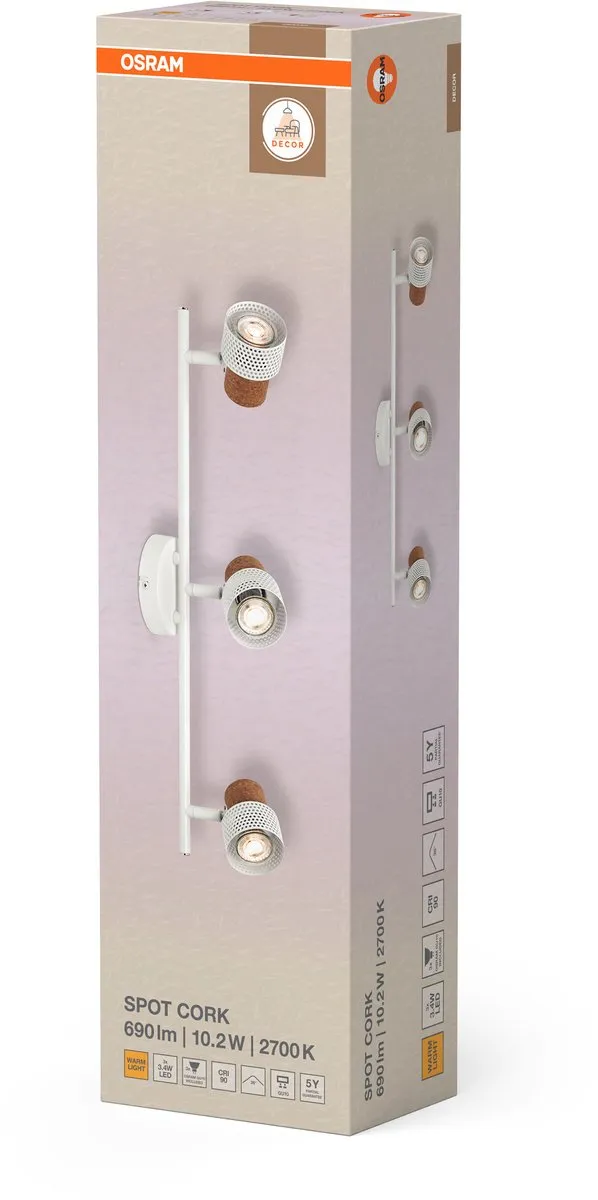 Osram Decor Spot Cork GU10 - 3x3,4W 690lm Warm Wit