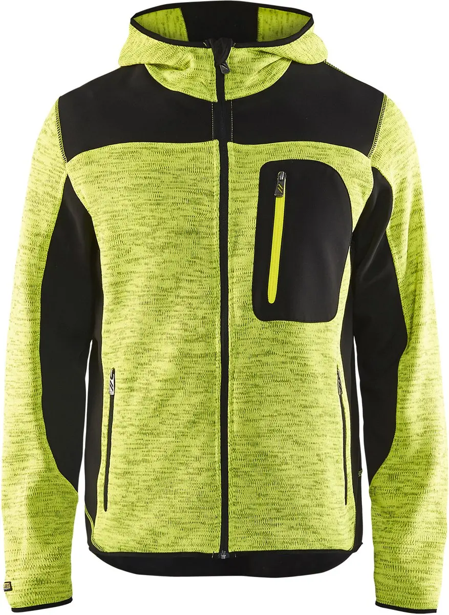 Blaklader Gebreid vest met softshell 4930-2117 - High Vis Geel/Zwart - 4XL