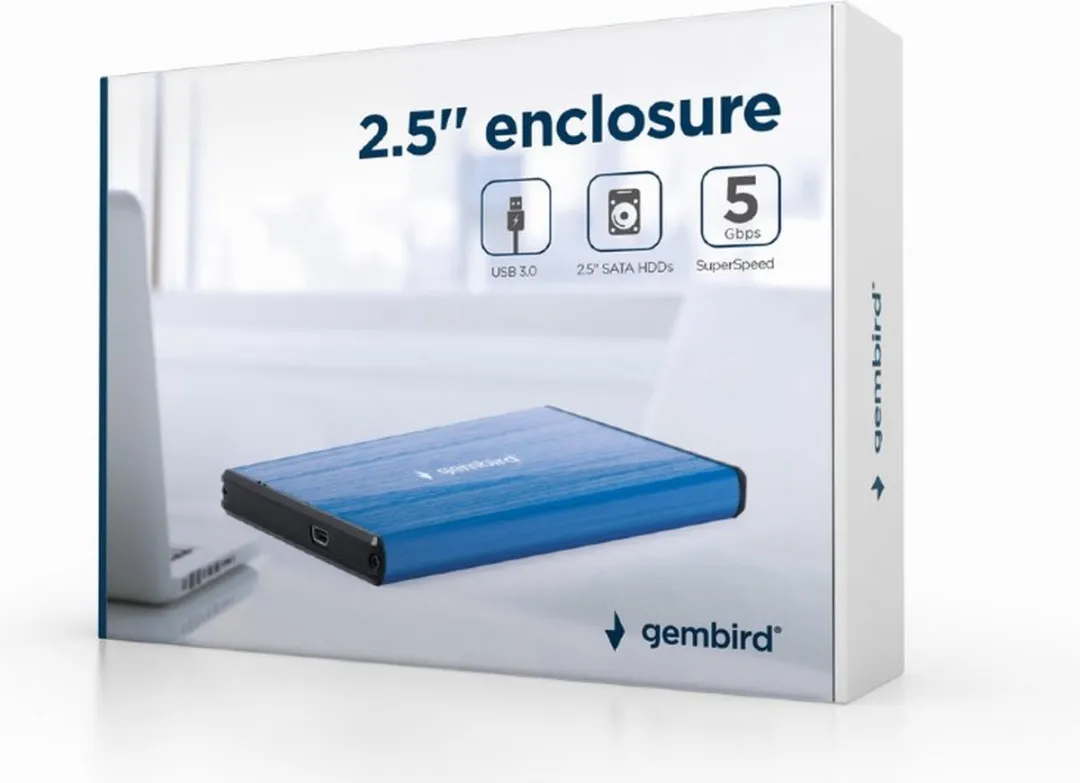Gembird EE2-U3S-3-DB Externe HDD Behuizing 2.5" - USB 3.0 - Blauw