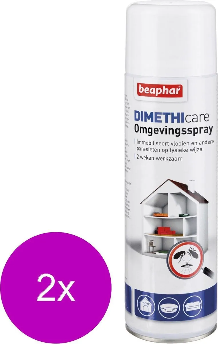 Beaphar Dimethicare Omgevingsspray 2x400ml - Anti vlooien/teken
